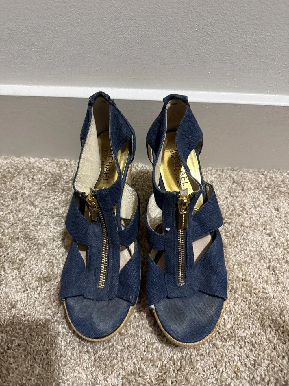 Michael Kors Navy Wedge Espadrille Sandals - Women
